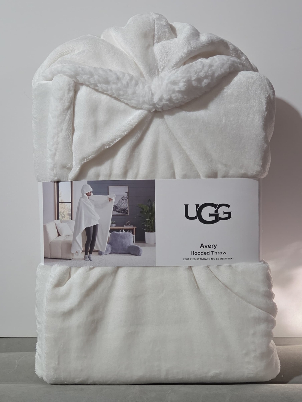 UGG Avery white hooded throw